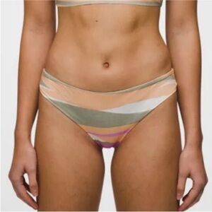 Prana Gemma Reversible Bikini Bottoms Waves Orange White Pink Size M